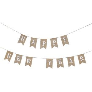 Happy New Year Burlap Jute Banner Garland